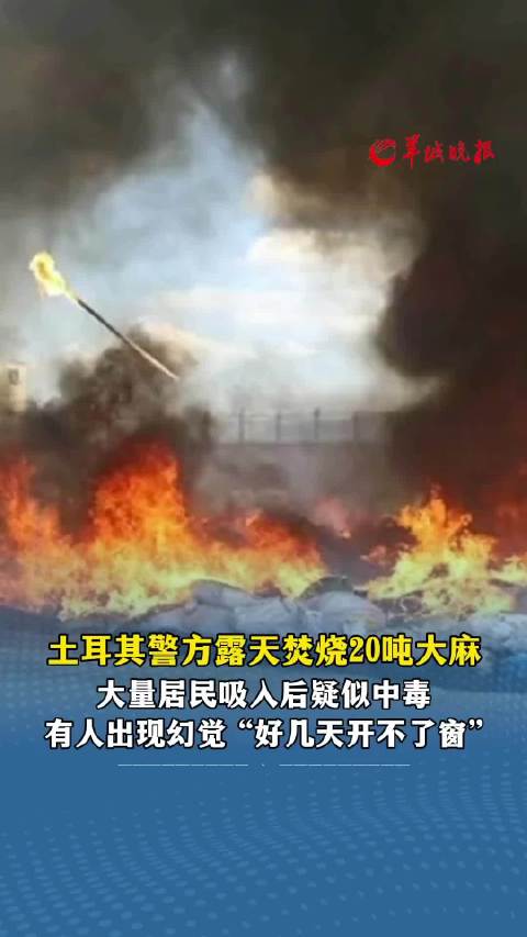 土耳其警方大规模销毁大麻，露天焚烧20吨，引发社会热议